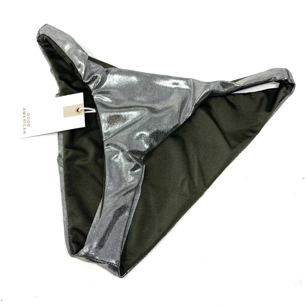 Good American Foil Better Bikini Reverse Bottom Stormy Foil Size 2 US Medium
